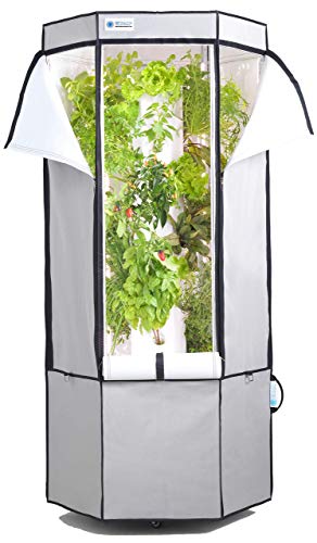 Aerospring 27 Pflanzen Vertikal Hydroponik Indoor Zuchtsystem - patentiertes vertikales Hydroponik-Kit für den Indoor-Gartenbau - Growzelt, LED-Zuchtlichter und Ventilator (Grau) - 2