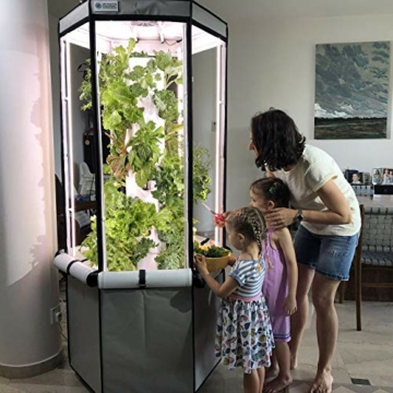 Aerospring 27 Pflanzen Vertikal Hydroponik Indoor Zuchtsystem - patentiertes vertikales Hydroponik-Kit für den Indoor-Gartenbau - Growzelt, LED-Zuchtlichter und Ventilator (Grau) - 6