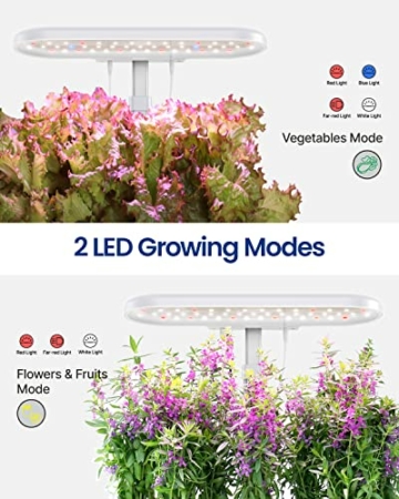 iDOO Hydroponische Anzuchtsysteme, 10 Pods Smart Garden mit Auto-Timer, LED Pflanzenlampe, Indoor Kräutergarten Keimungsset, höhenverstellbar, Wassermangelalarm - 2