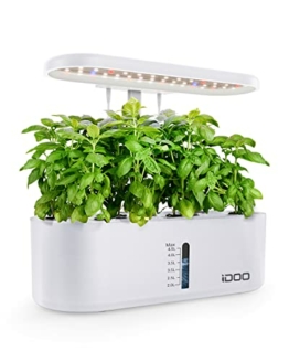 iDOO Hydroponische Anzuchtsysteme, 10 Pods Smart Garden mit Auto-Timer, LED Pflanzenlampe, Indoor Kräutergarten Keimungsset, höhenverstellbar, Wassermangelalarm - 1