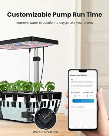 iDOO Hydroponisches Anzuchtsystem, Smart WiFi Garden mit LED-Pflanzenlampe, 6,5L Wasserbehälter, Ventilator, Hydrokultur für den Innenbereich, Höhenverstellbar Indoor Kräutergarten,12 Hülsen - 5