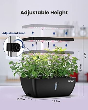 iDOO Hydroponisches Anzuchtsystem, Smart WiFi Garden mit LED-Pflanzenlampe, 6,5L Wasserbehälter, Ventilator, Hydrokultur für den Innenbereich, Höhenverstellbar Indoor Kräutergarten,12 Hülsen - 8