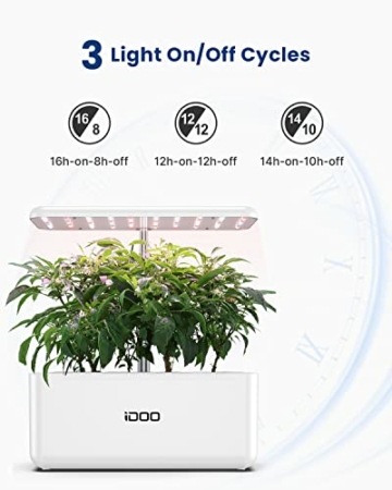 iDOO Smart Garden System, Hydroponic System mit LED-Wachstumslicht, Keimungs Kit mit Automatisches Timer, Hydroponische Anzuchtsysteme Höhenverstellbar, 37cm, Weiß (7 Pods) - 3