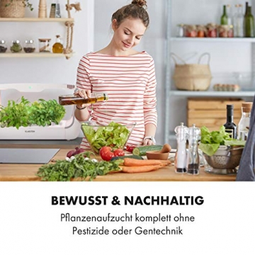 Klarstein GrowIt Cuisine - Smart Indoor Garden Anzuchtsystem, Hydroponik, bis zu 28 Pflanzen in 25-40 Tagen, automatisches LED-Beleuchtungs- und Bewässerungssystem, 8 L Wassertank, Grow It Smart! - 4