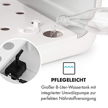 Klarstein GrowIt Cuisine - Smart Indoor Garden Anzuchtsystem, Hydroponik, bis zu 28 Pflanzen in 25-40 Tagen, automatisches LED-Beleuchtungs- und Bewässerungssystem, 8 L Wassertank, Grow It Smart! - 8