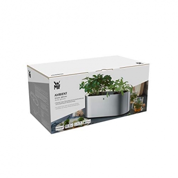 WMF 0419010011 Ambient Kräuter home elektrich Kräutergarten (für 2 Blumentöpfe, Kräutertopf mit Selbstbewässerungssystem bis zu 4 Tage, Easy touch LED Beleuchtung), cromargan matt - 10